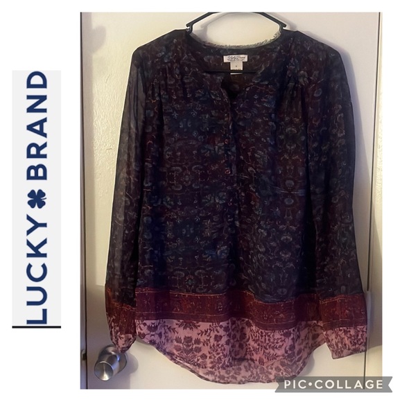 Lucky Brand floral sheer top size S - Picture 2 of 8